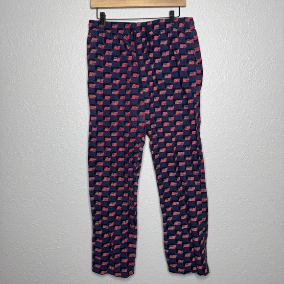 Men's Club Room Charter Club Medium Pajama pants w/American Flag print cotton - Picture 2 of 10
